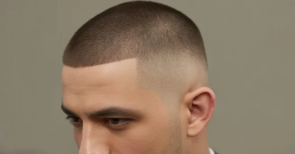 military buzz cut fade with sharp lineup clean sides short mens haircut 2026