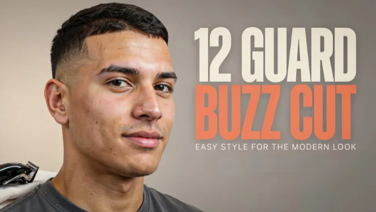 12 guard buzz cut hairstyle with a low fade, featuring longer buzzed hair on top and tapered sides for a clean, modern men's haircut.